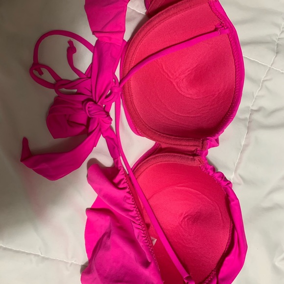 NWT Hot Pink Ruffle Bikini Top - Picture 2 of 3